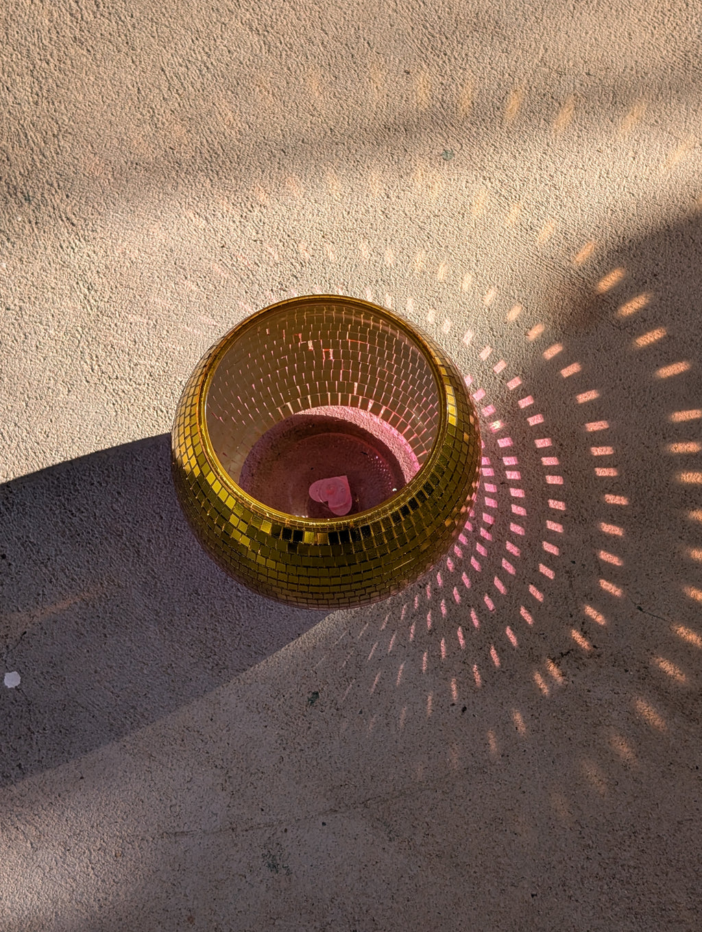 6" Disco mirrored gold pink ombre planter