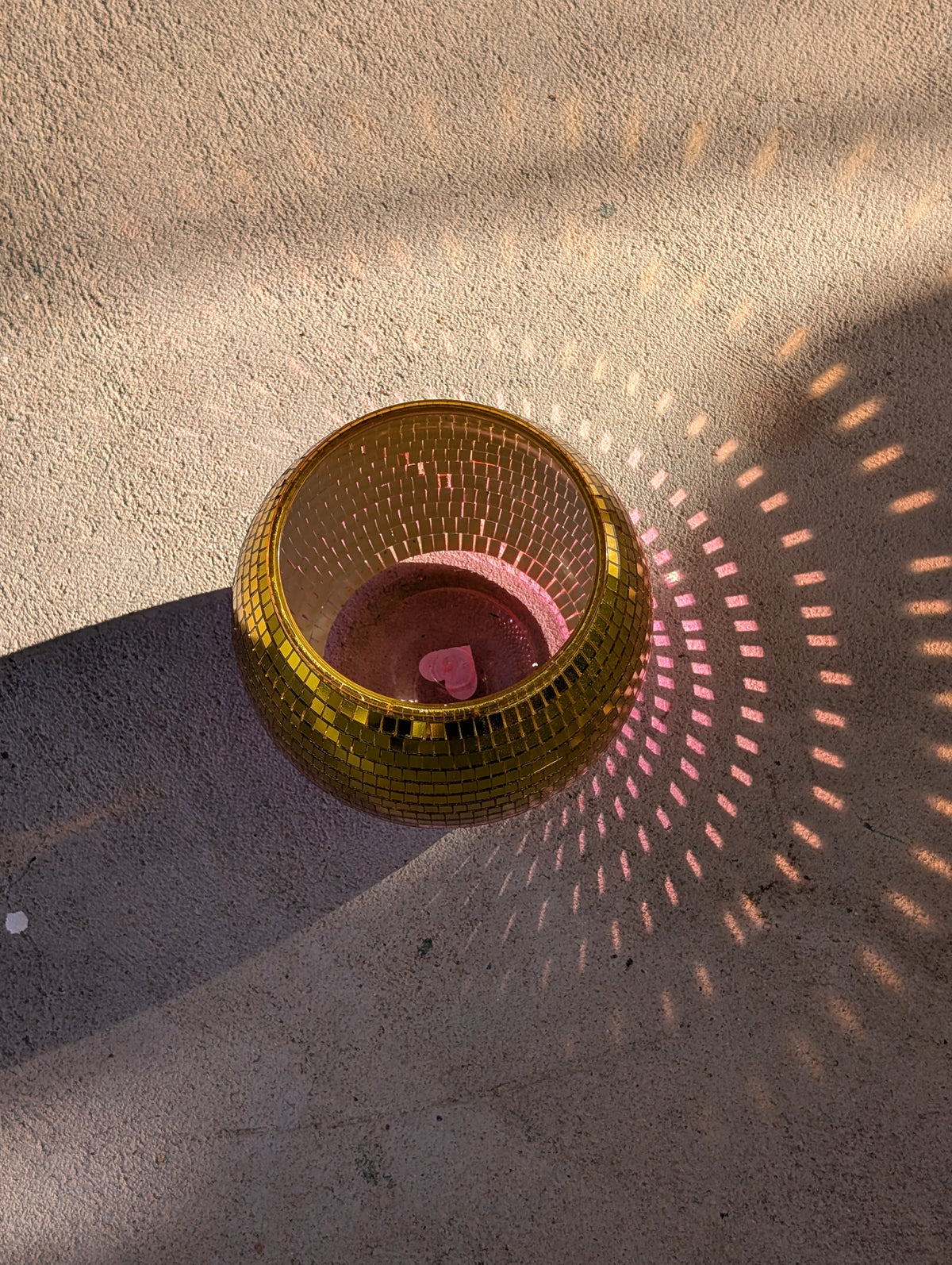 6" Disco mirrored gold pink ombre planter