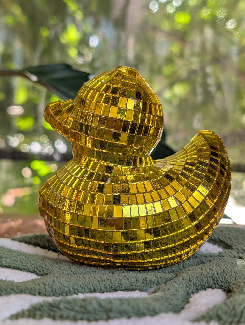3" Disco mirrored golden duck