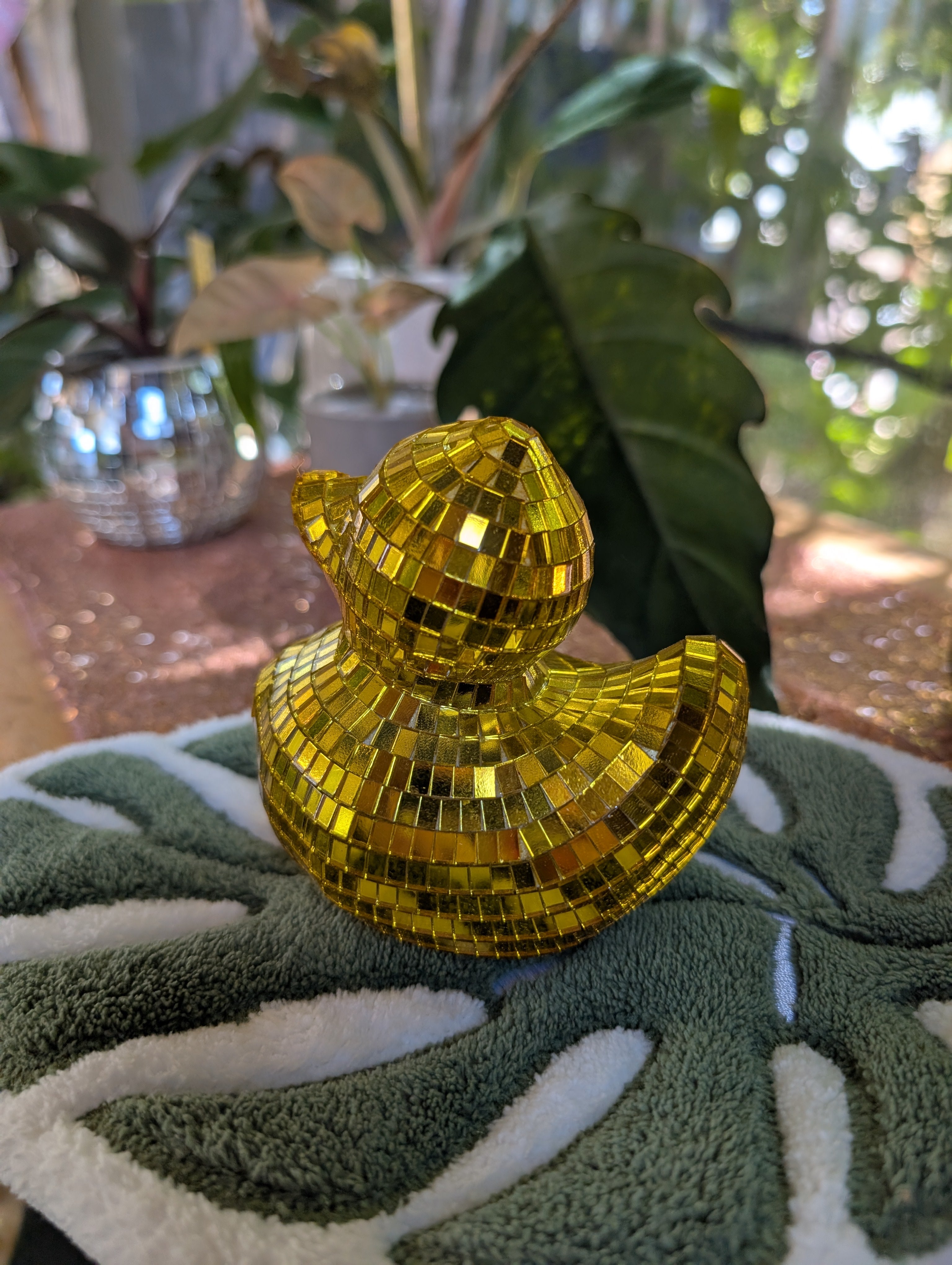 3" Disco mirrored golden duck