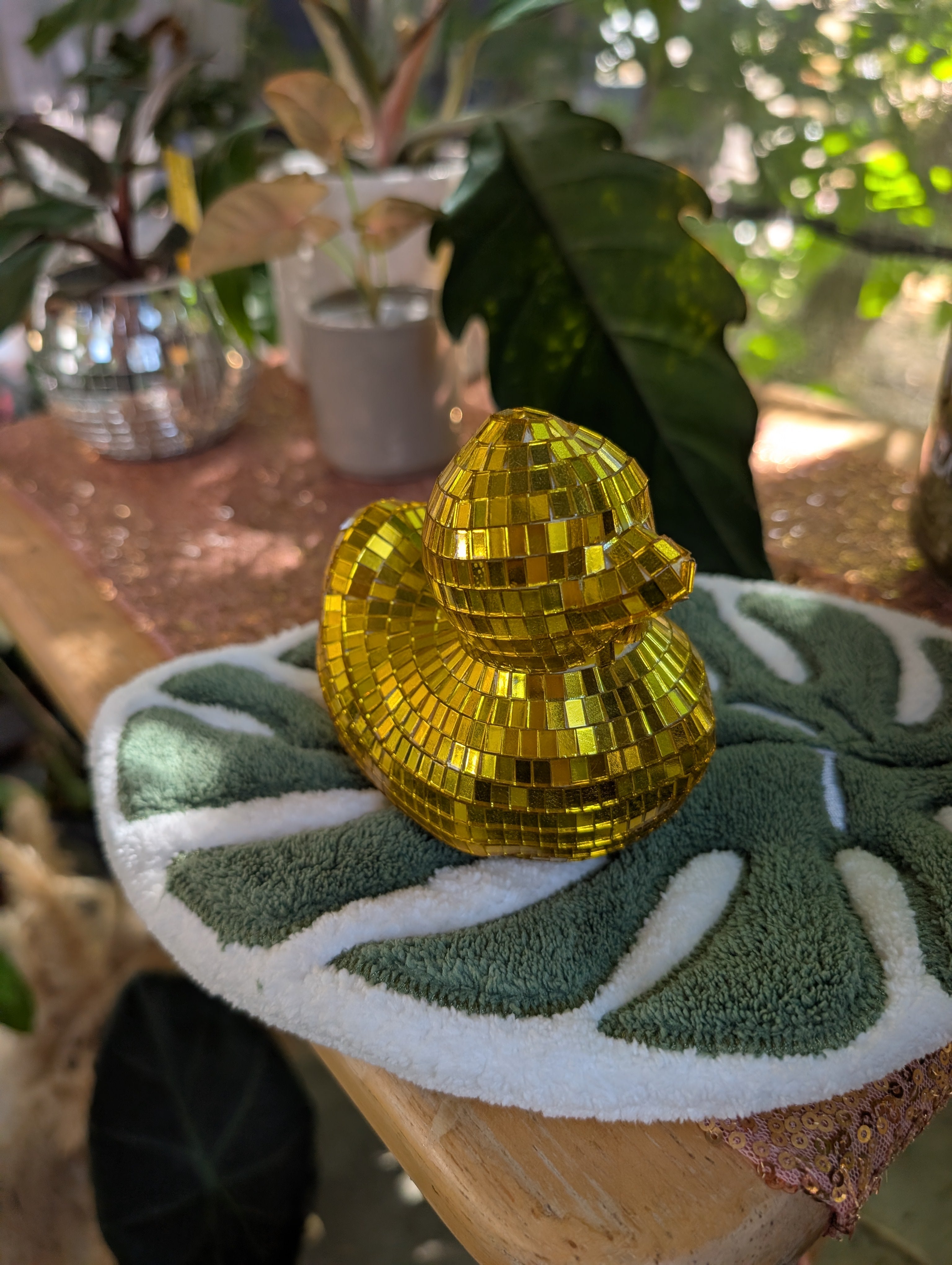 3" Disco mirrored golden duck