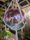 8" Disco mirrored gradient ball with macrame