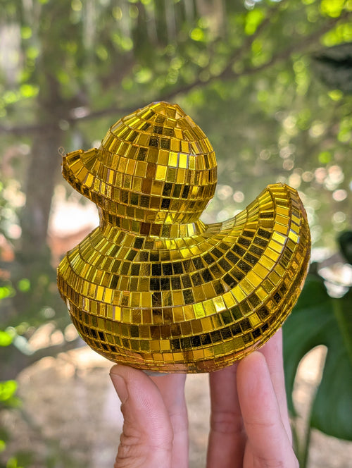 3" Disco mirrored golden duck