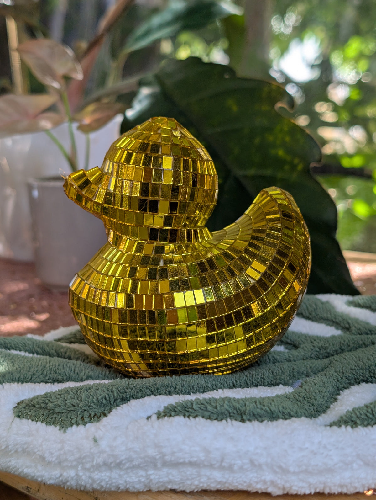 3" Disco mirrored golden duck